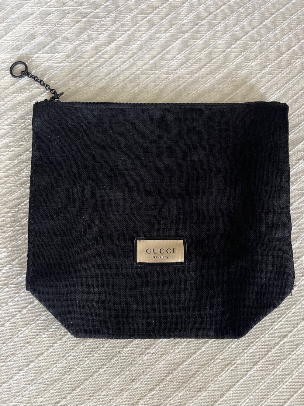 Gucci Black Canvas Toiletry Pouch with Chain Pull